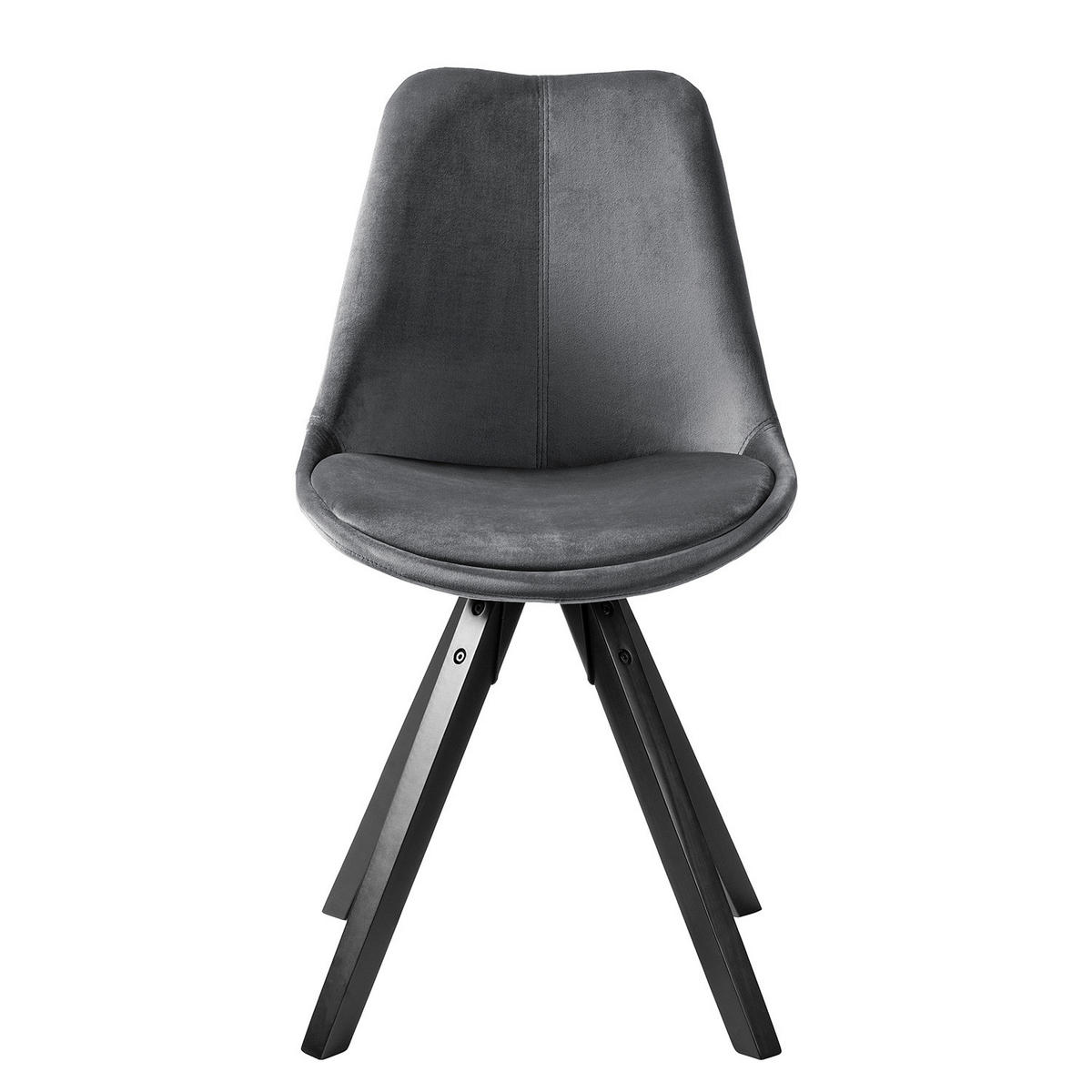 POLSTERSTUHL-SET - Dunkelgrau/Schwarz, Holz/Textil (49/85/55cm) - home24
