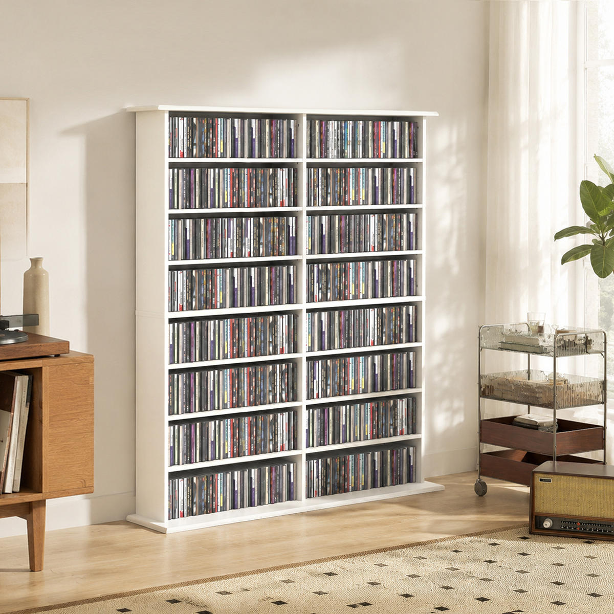 MEDIENREGAL Spanplatte Weiß - Weiß, Holzwerkstoff (24/126.3/106.5cm) - HOMCOM
