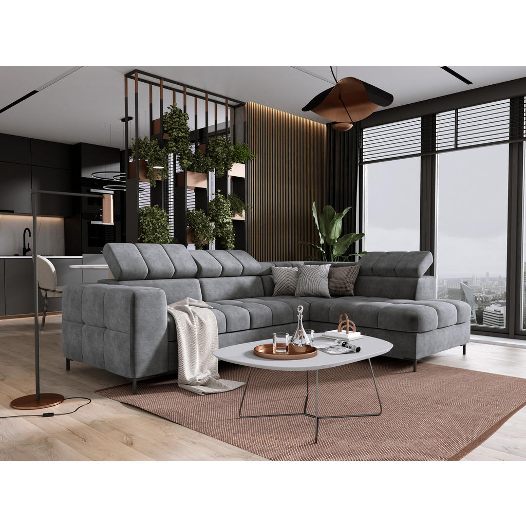 Thumbnail - DomoHome Ecksofa, Grau, Textil, Rechteckig, 279x201 cm, Wohnzimmer, Sofas & Couches, Wohnlandschaften, Ecksofas