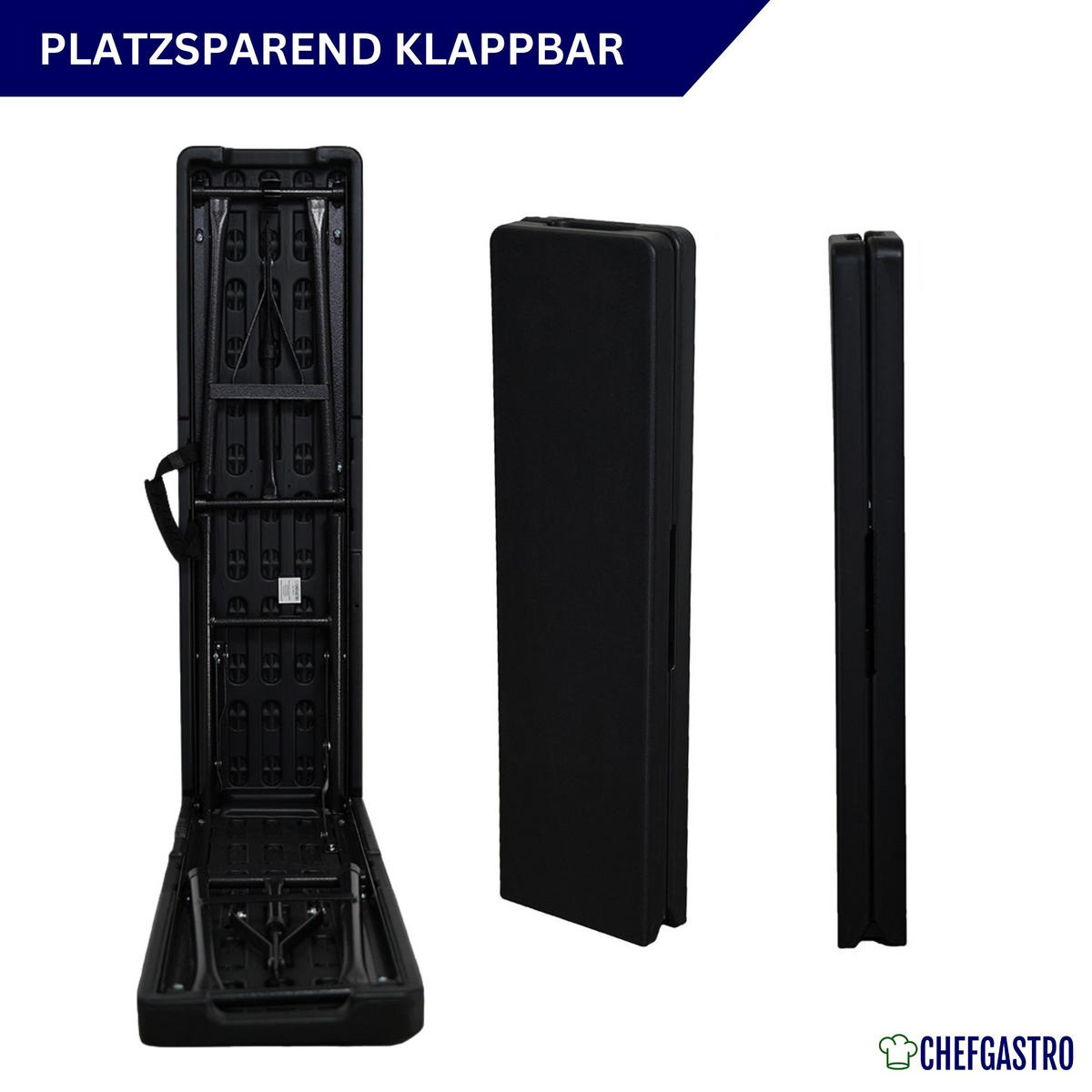 BIERBANK 2er Set klappbar wetterfest 8 Personen Kunststoff Schwarz - Schwarz, Kunststoff (180/43/43cm) - CHEFGASTRO