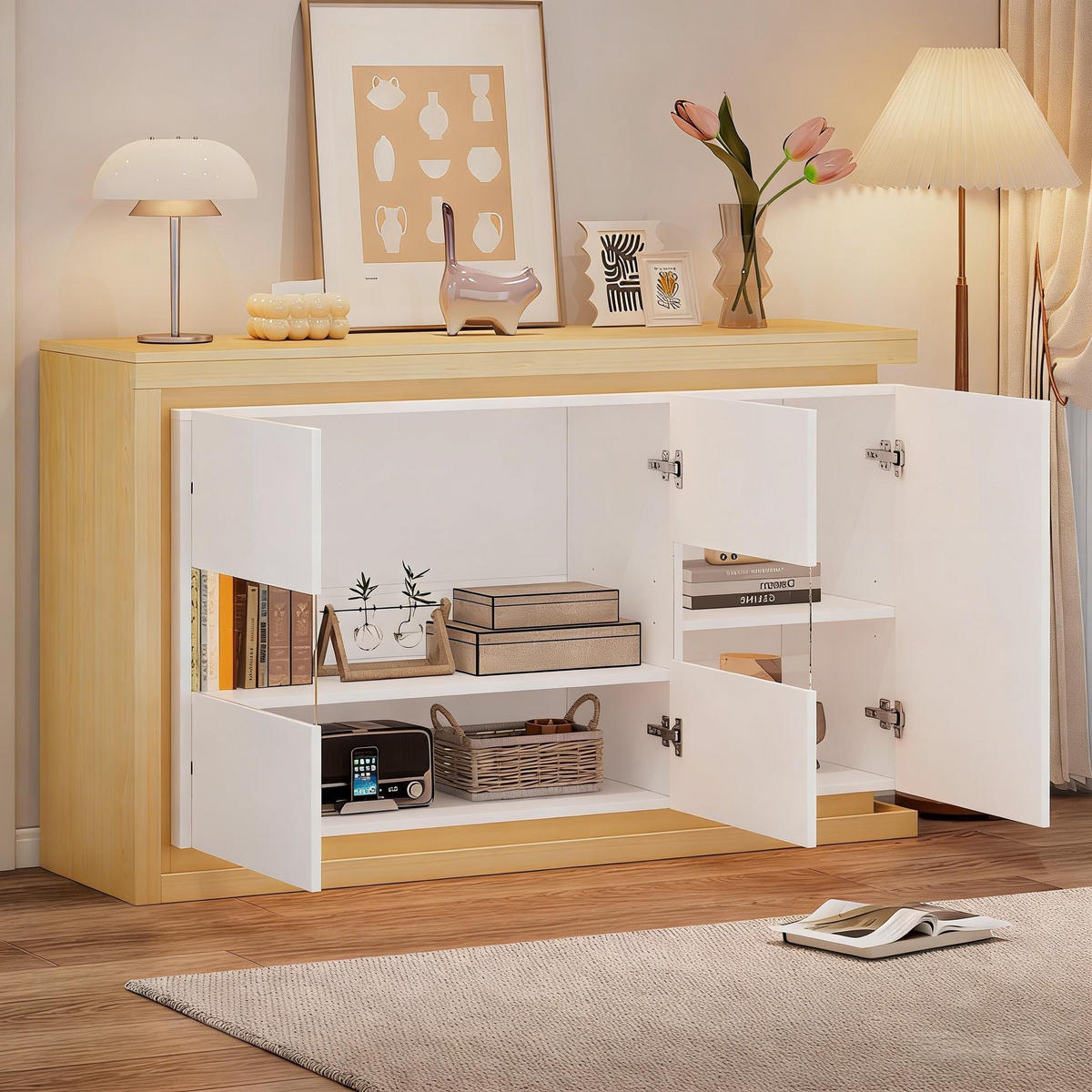 SIDEBOARD Weiß 140/40/84 cm - Weiß, Holzwerkstoff (140/84/40cm) - PANGIVO