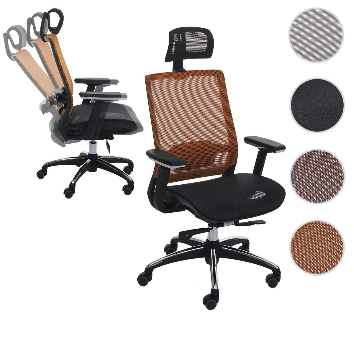 BÜROSTUHL Schwarz, Orange - Schwarz/Orange, Textil (63/124/68cm) - MCW