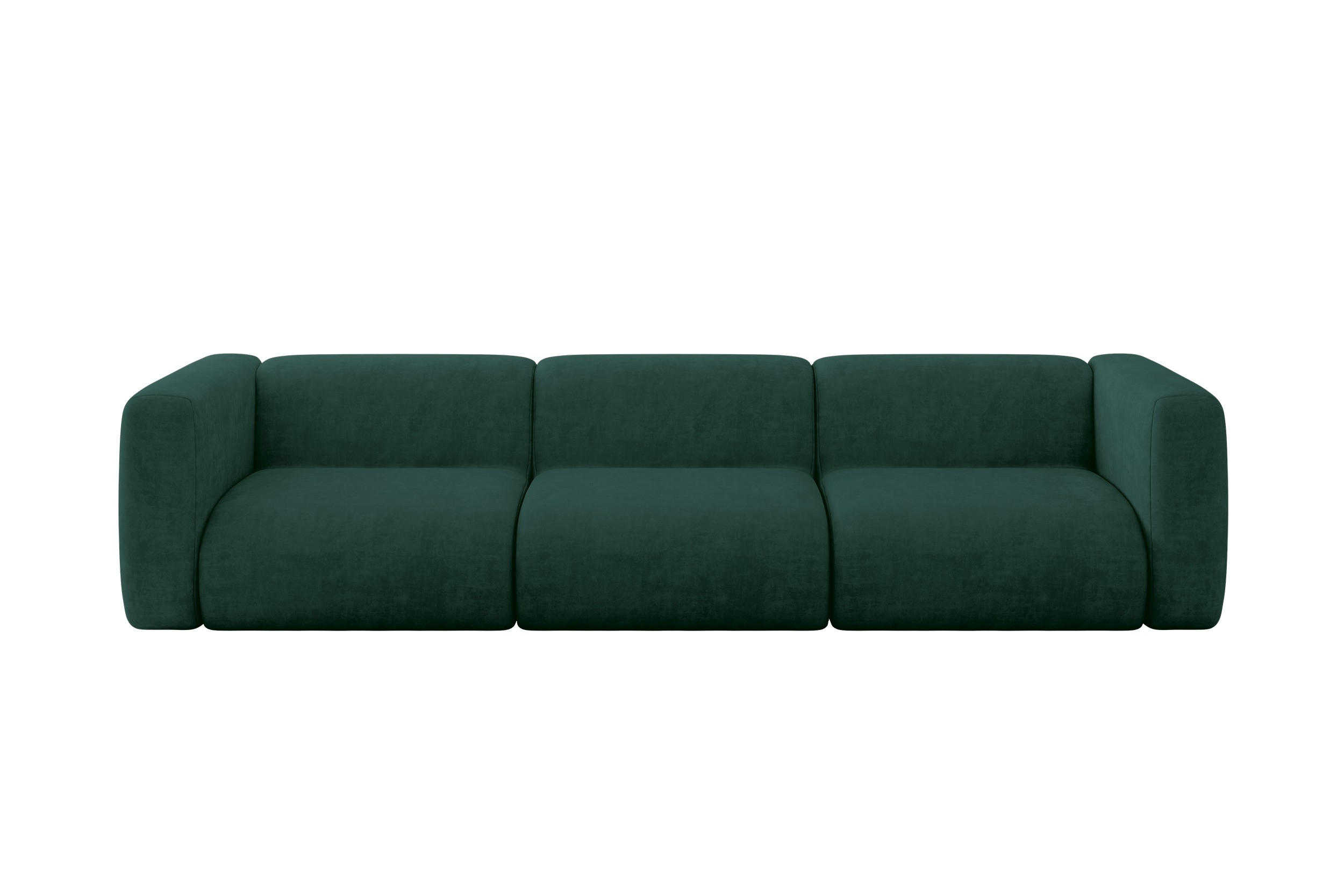 MODULARES Sofa 3-SITZER MIRA-S2 319x89x70 Grün cm Velours - Dunkelgrün/Schwarz, Holzwerkstoff/Kunststoff (319/70/89cm) - ALTDECOR