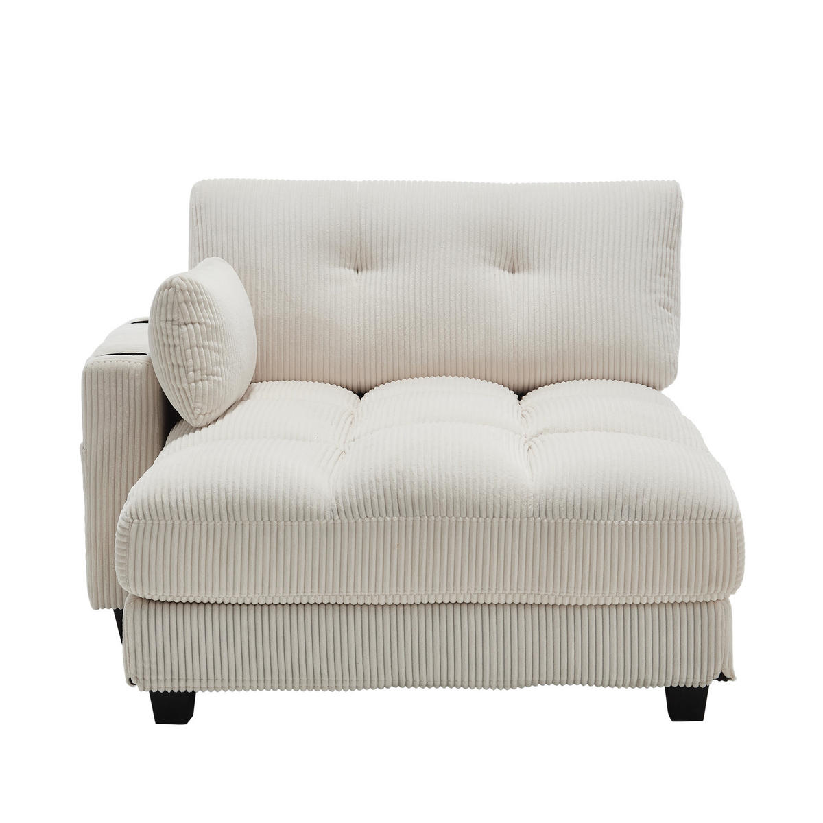 SESSEL 1-Sitzer in Beige aus Cord 140/112/81 cm mit USB - Beige/Schwarz, Holzwerkstoff/Kunststoff (112/81/140cm) - CHICFURN