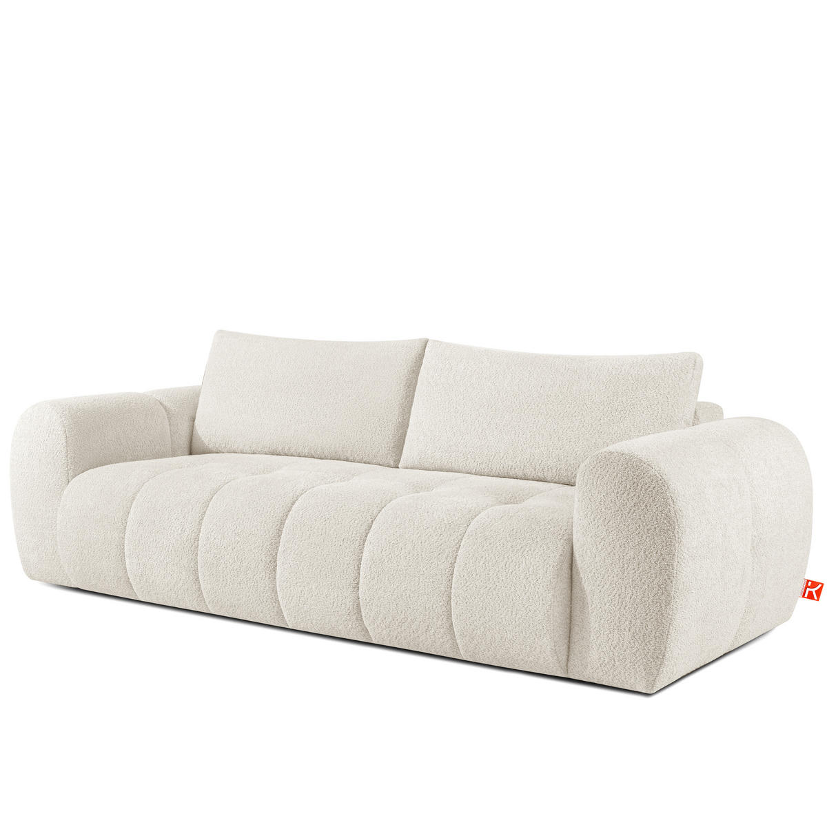 EINZELSOFA LIRA, Weiß, Bouclé - Weiß, Holz/Holzwerkstoff (256/84/112cm) - KONSIMO®