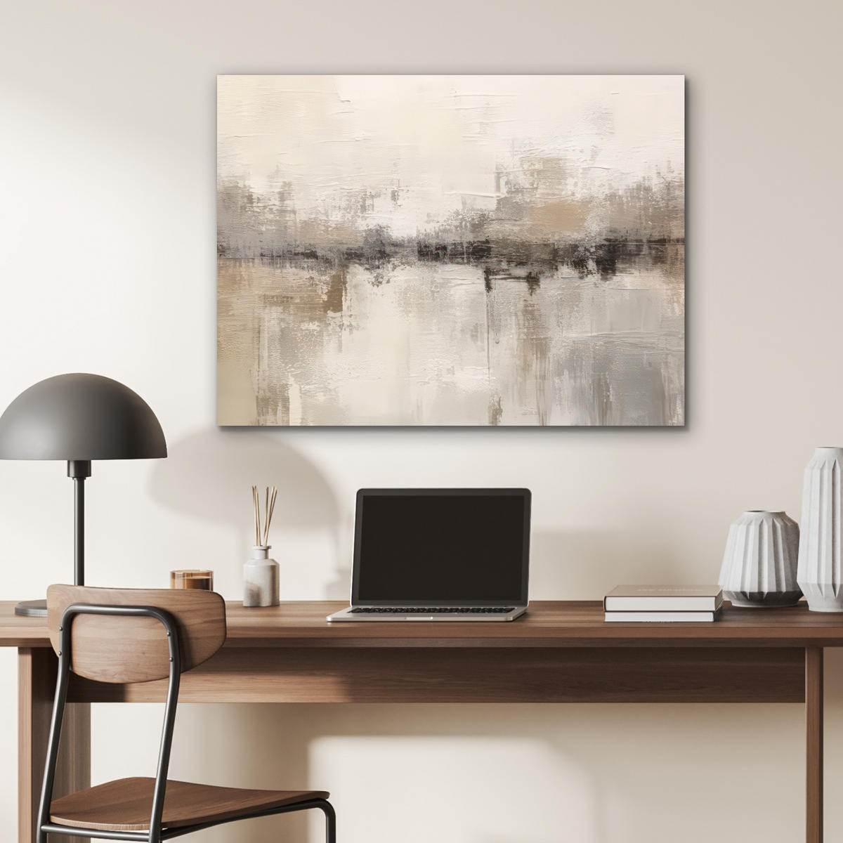 KOVOVÝ OBRAZ Moderné umenie - Abstraktné - Béžové 80x60 cm - béžová, kov (80/60cm) - MuchoWow
