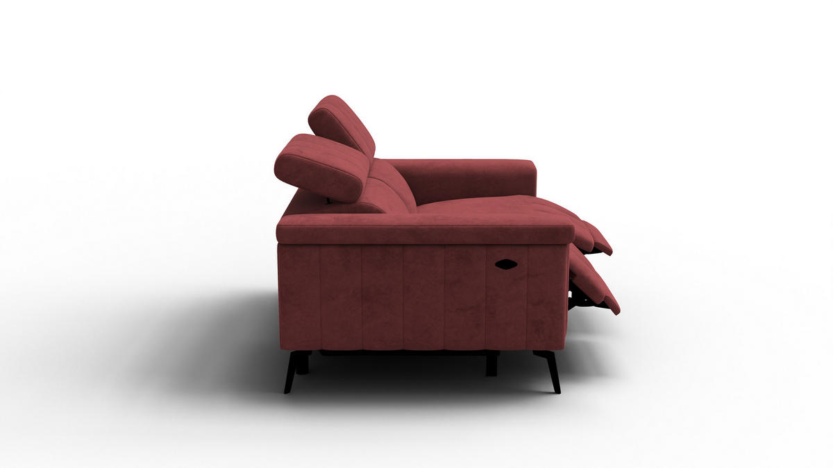 RELAXSOFA NORDEL 2-Sitzer, bordeaux - Bordeaux/Schwarz, Holz/Textil (150/80/105cm) - Courtois Laville