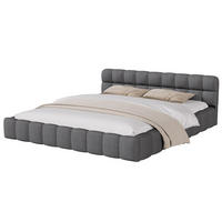 POLSTERBETT 160x200 cm mit Schublade, Stauraum, Leinen, Grau - Grau, Metall (160/200cm)