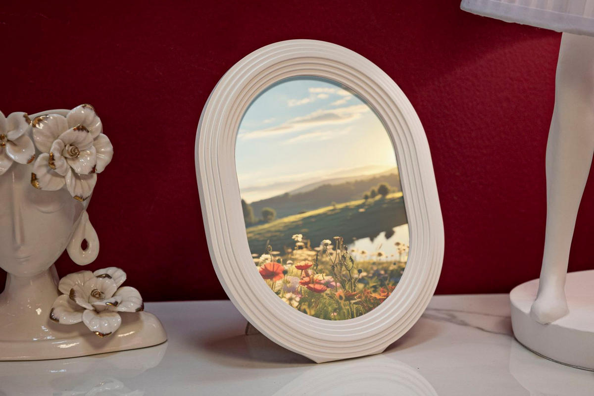 RAHMEN Oval Stuckatur 25/30 cm - Weiß, Kunststoff (20/25/2cm) - Mauro Ferretti