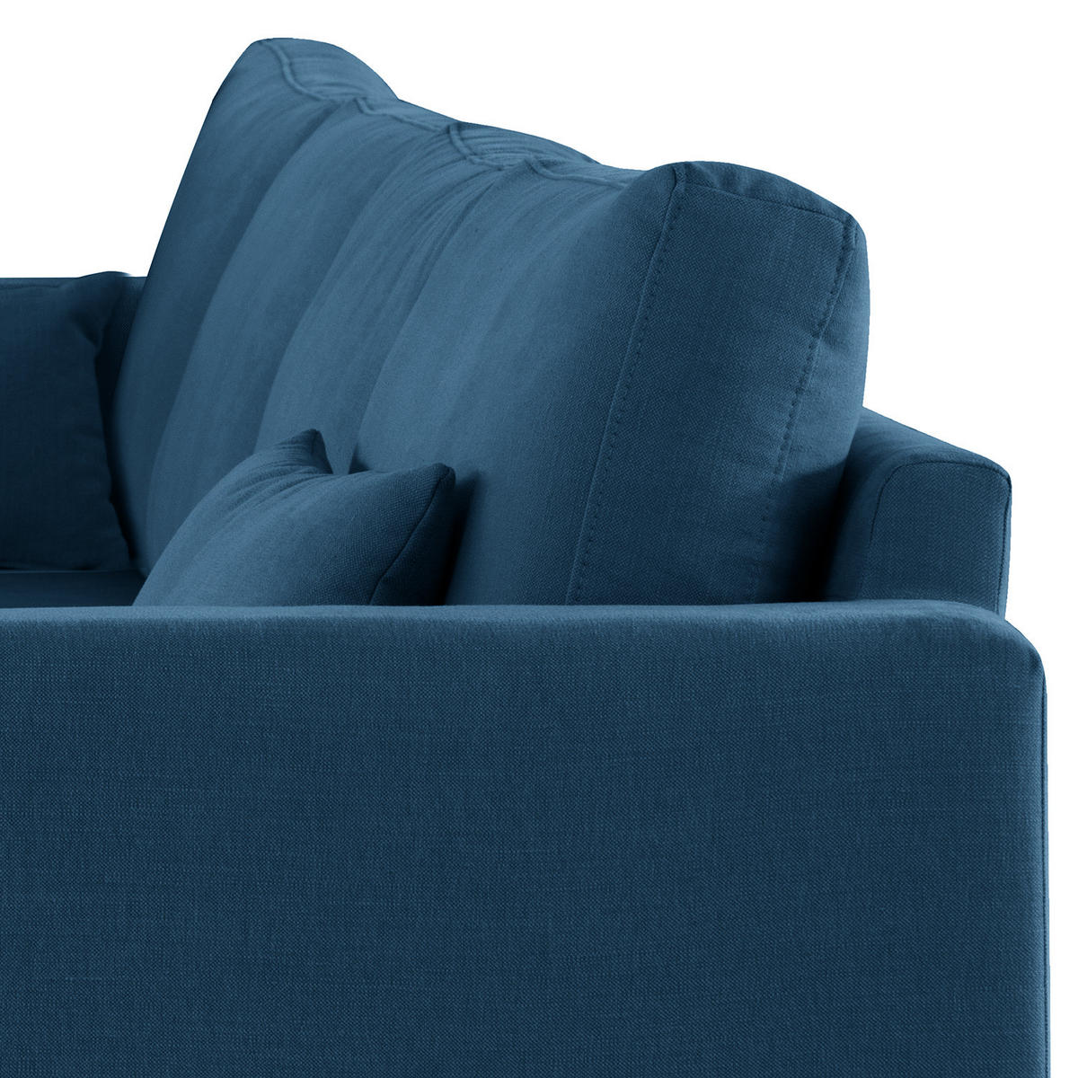 ECKSOFA mit Longchair - Blau/Eichefarben, Naturmaterialien/Eichenholz (281/153cm) - home24