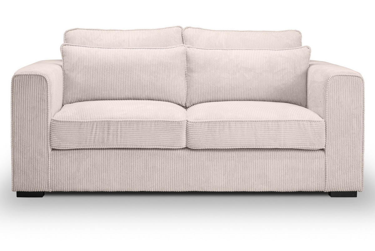 SOFA grau-beige Cord 2,5-Sitzer 200 cm, Couch mit Wellenfederung - Beige/Schwarz, Holzwerkstoff/Kunststoff (200/92/112cm) - Inn.Furn