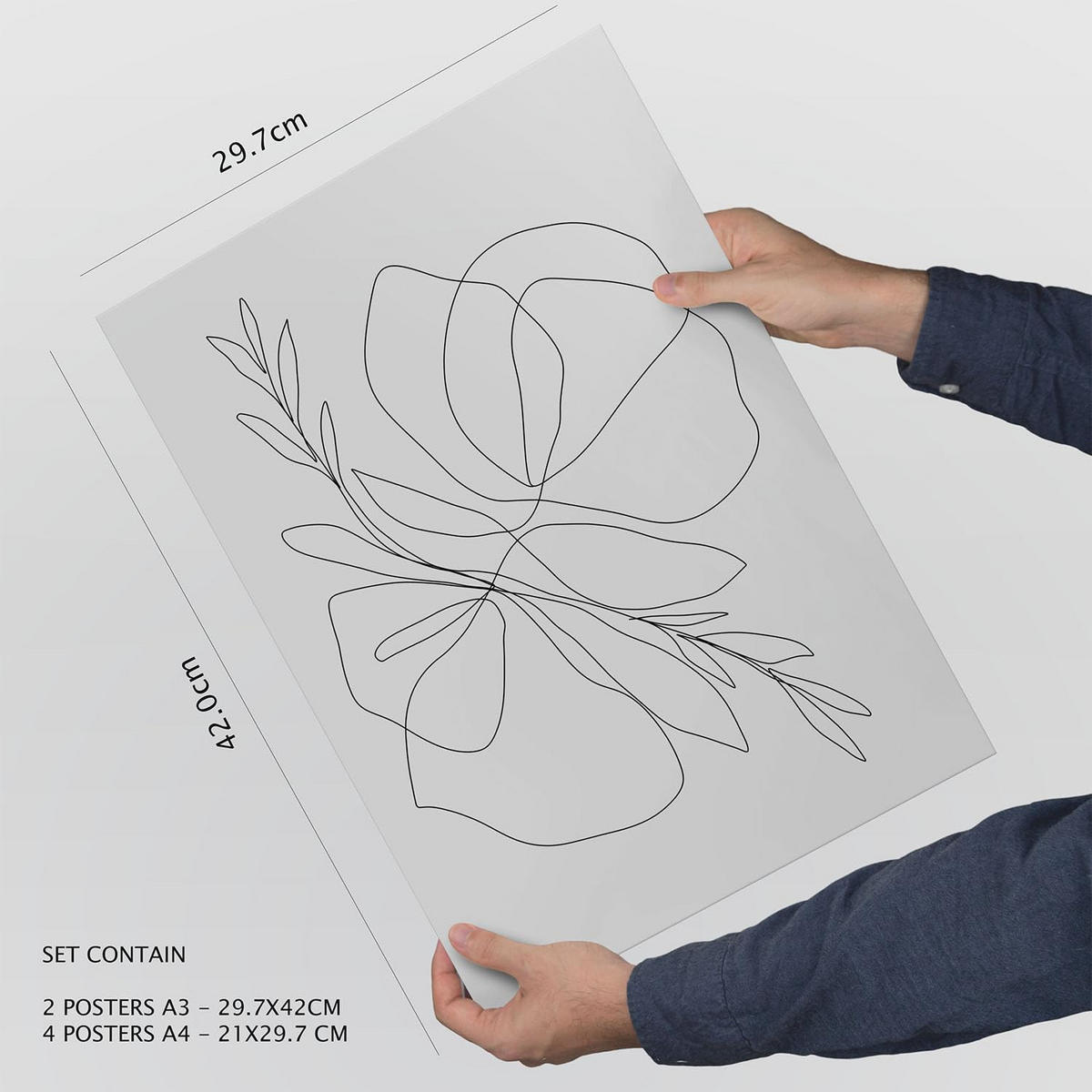 POSTER Set Mit 6 Blumenrahmen 1 Abstrakt Größe A3 & A4 Rahmenlos - Klar, Papier (29.7/1cm) - Nacnic