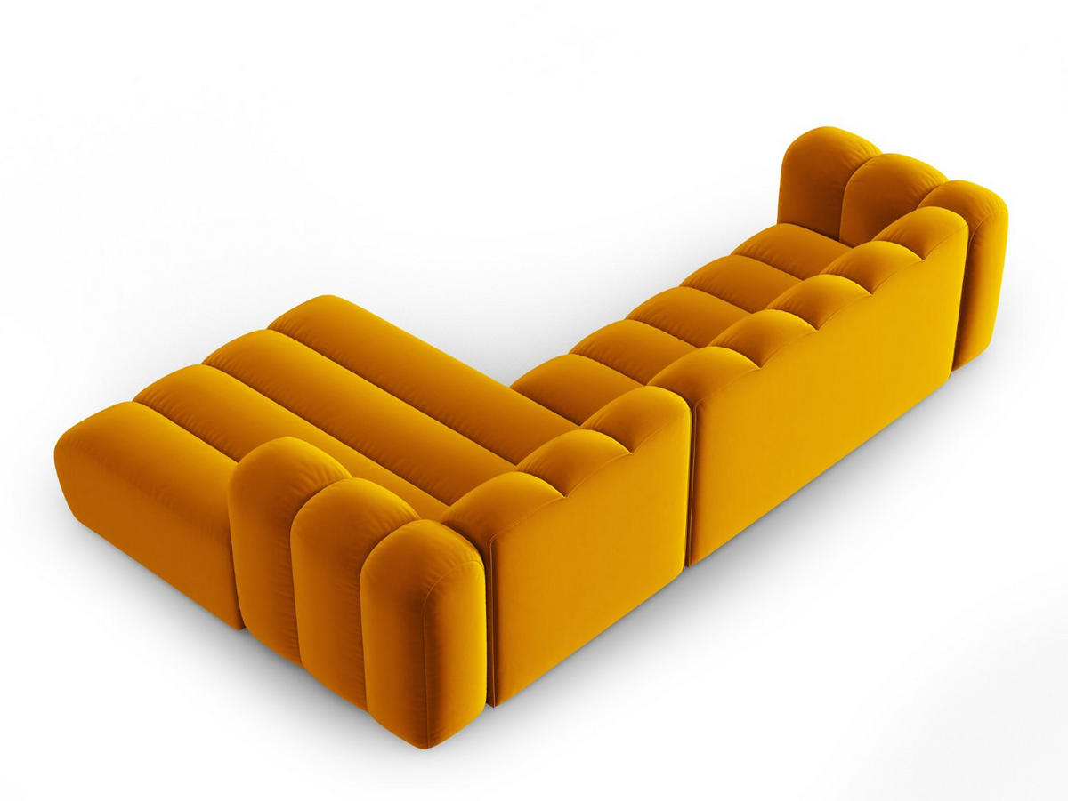 ECKSOFA modular rechts Lupine aus Samt gelb 4 Sitzplätze - Gelb, Textil (177/290cm) - Micadoni