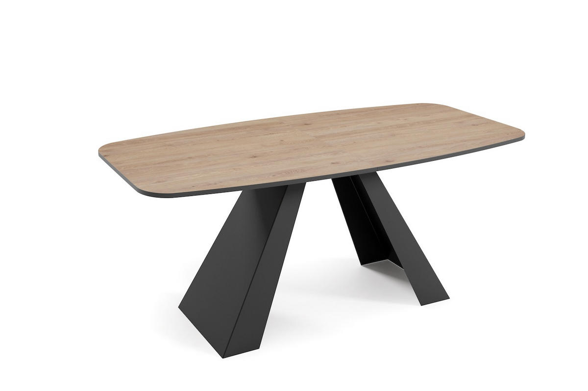 ESSTISCH Myron Davos Eiche Trüffelbraun / Schwarz 180/220 / 90 / 76cm - Trüffeleichefarben/Schwarz, Holz/Holzwerkstoff (180/90/76cm) - Feldmann-Wohnen