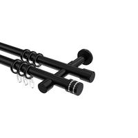 GARDINENSTANGEN-SET Prestige Estana 240 cm (geteilt in 2 x 120 cm), 2-läufig, 20 mm Ø Schwarz - Schwarz, Metall (240cm) - INTERDECO