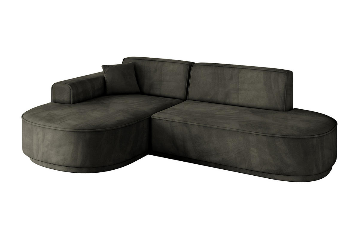 ECKSOFA Ottomane Links MARI-L1-v3 - 243x171x83 cm Schwarz Velours - Schwarz, Holzwerkstoff/Kunststoff (243/171cm) - ALTDECOR