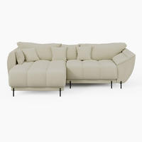 ECKSOFA LEGRO Links Creme Bouclé-Stoff L-Form Couch mit Schlaffunktion & Bettkasten - Creme/Schwarz, Holz (180/285cm) - Barchello