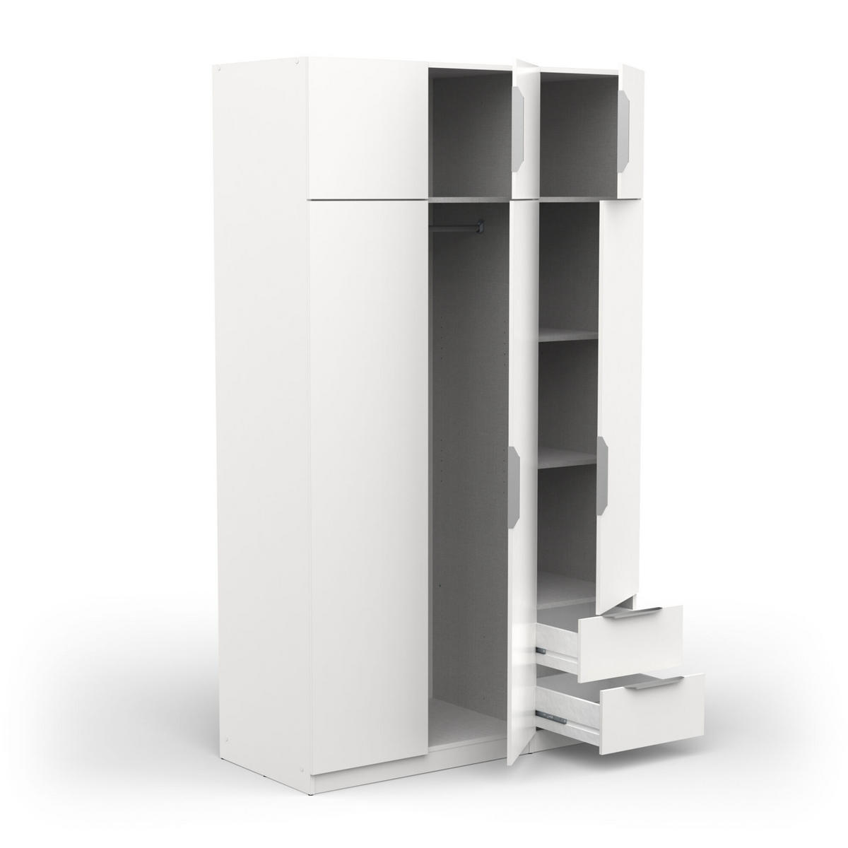 SCHRANK, 6 Türen - GHOST - Weiß - 119,4 x 51,1 x 203 cm - Weiß, Holz (51.1/203/119.4cm) - Demeyere