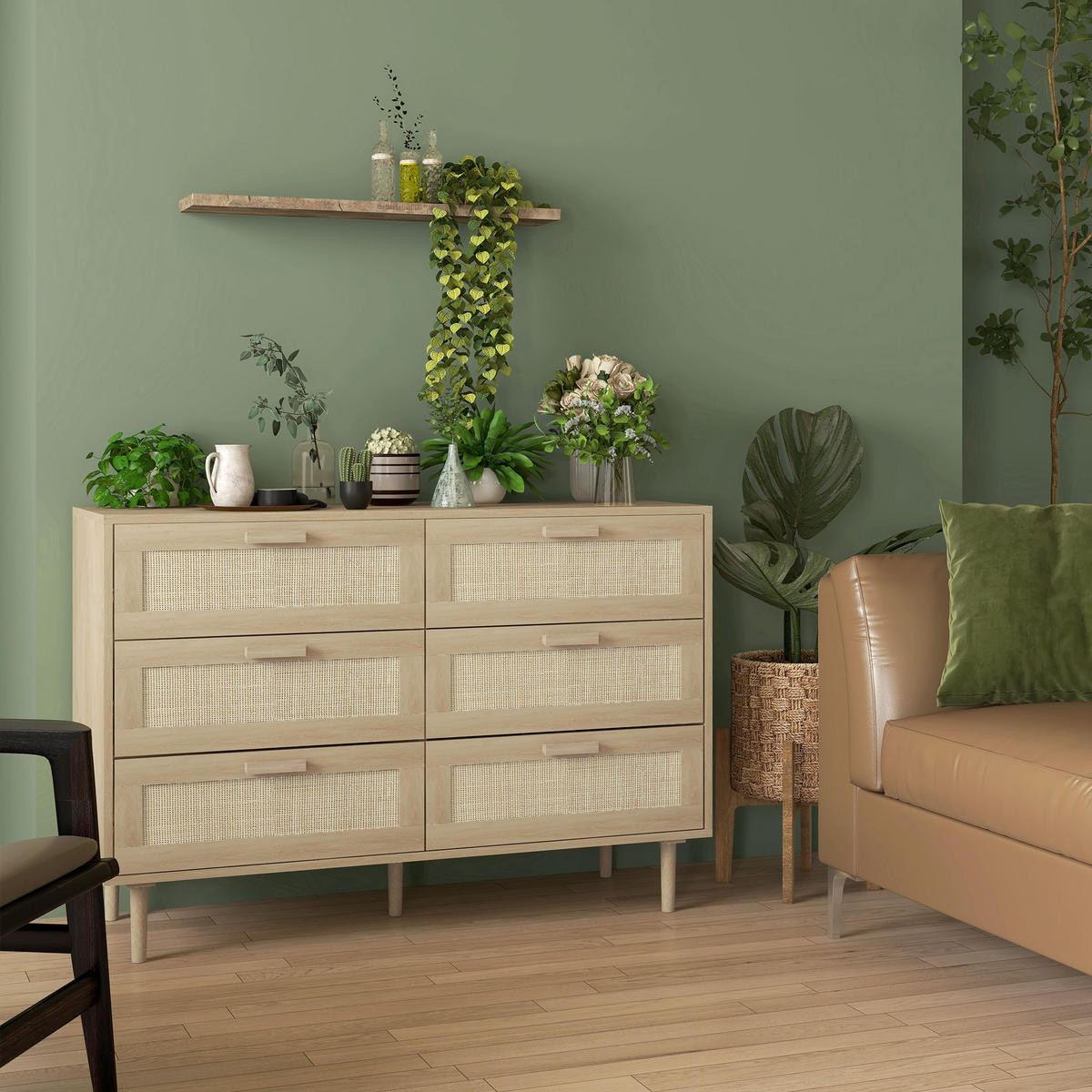 KOMMODE Hellbraun 110/40/75 cm - Naturfarben, Holzwerkstoff (110/75/40cm) - PANGIVO