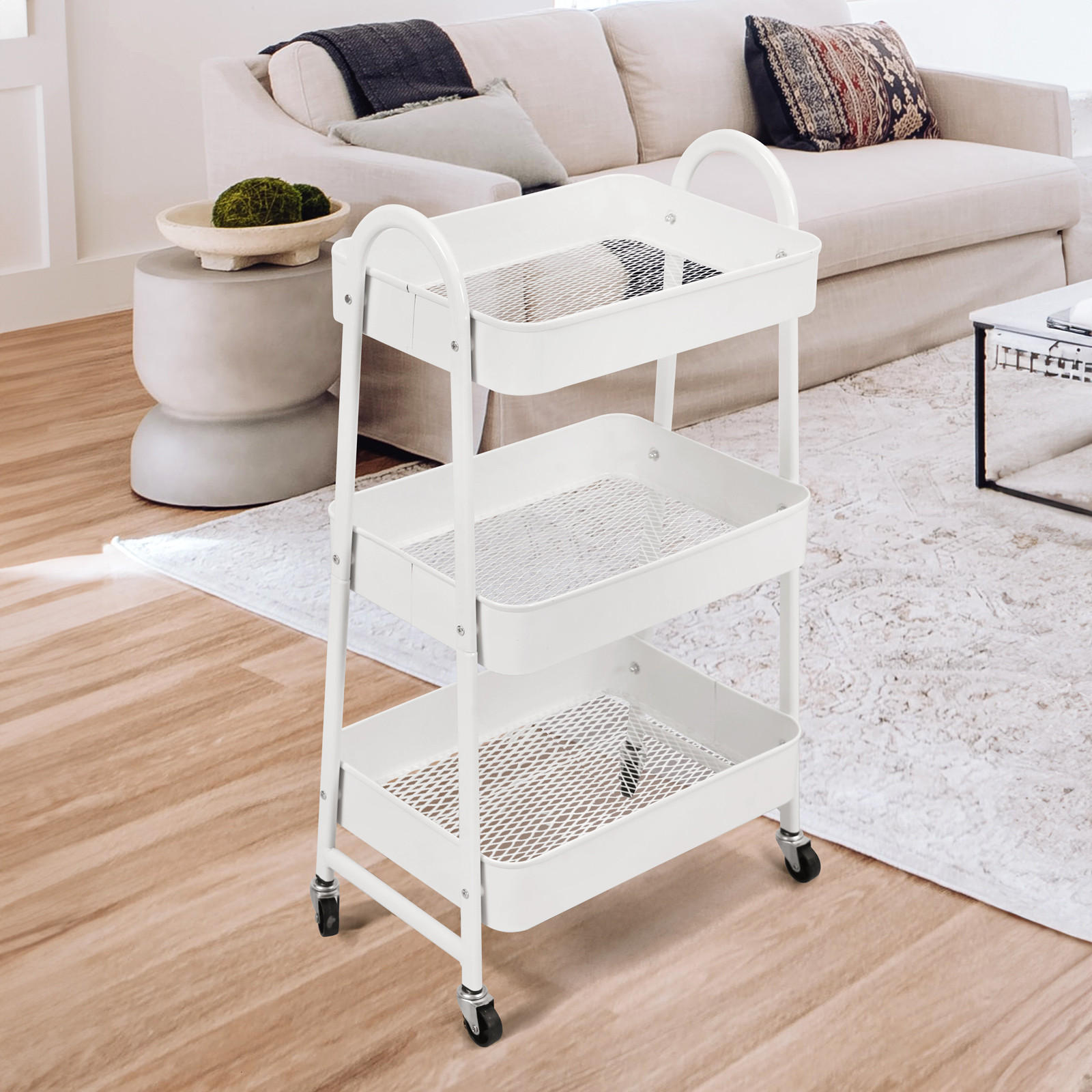 SERVIERWAGEN mit 3 Etagen Weiß - Weiß, Metall (42/80/31.5cm) - SVITA