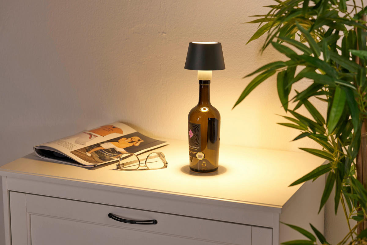 LED-AKKU-TISCHLAMPE - dimmbar mit Touchsensor und warmweißem Licht für Innen und Außen, grau - Grau, Metall (11/11/12.5cm) - Northpoint