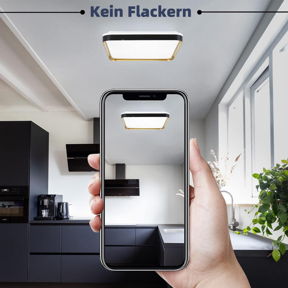 LED stropní světlo Zara 40/40/7 cm - černá, plast (40/40/7cm) - Nettlife