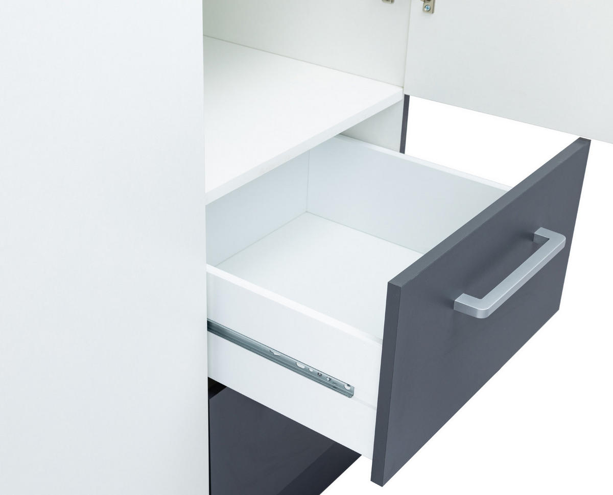 KLEIDERSCHRANK 90/201/54 cm Weiß Anthrazit mit Drehtüren - Anthrazit/Silberfarben, Holzwerkstoff/Kunststoff (90/201/54cm) - arthur berndt