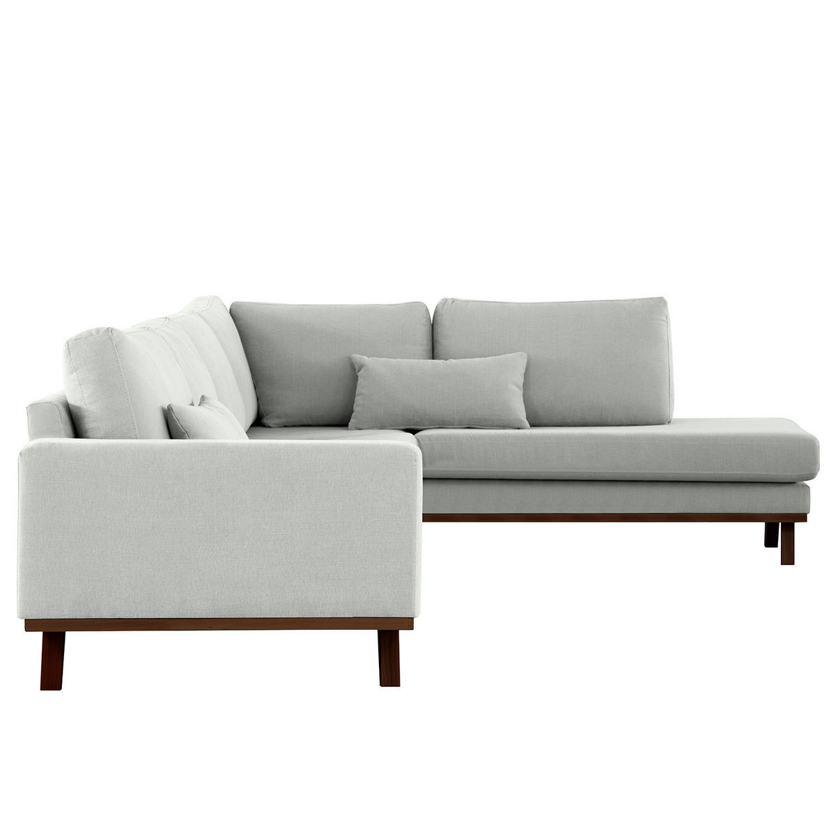 ECKSOFA mit Ottomane - Buchefarben/Grau, Buchenholz/Textil (287/219cm) - home24