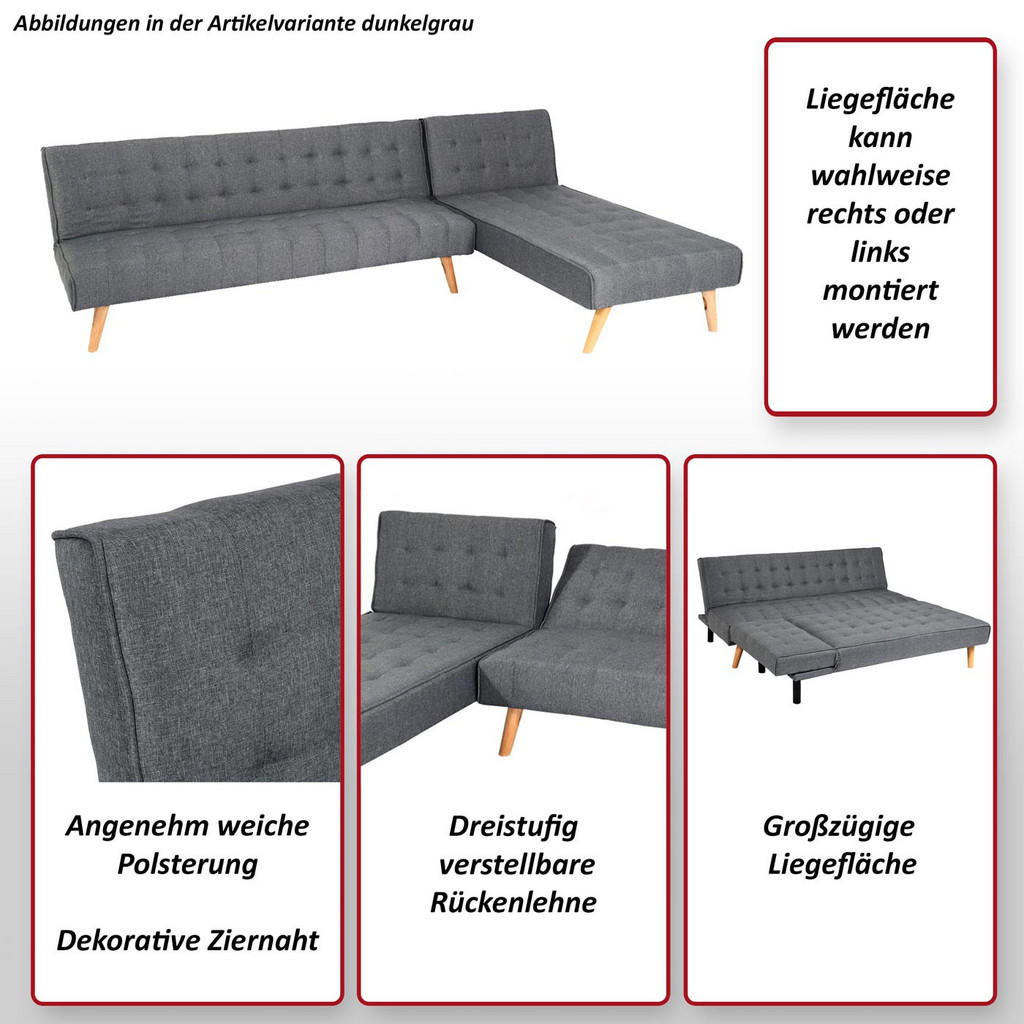 Thumbnail - MCW Ecksofa, Anthrazit, Textil, L-Form, 256x176 cm, Wohnzimmer, Sofas & Couches, Wohnlandschaften, Ecksofas
