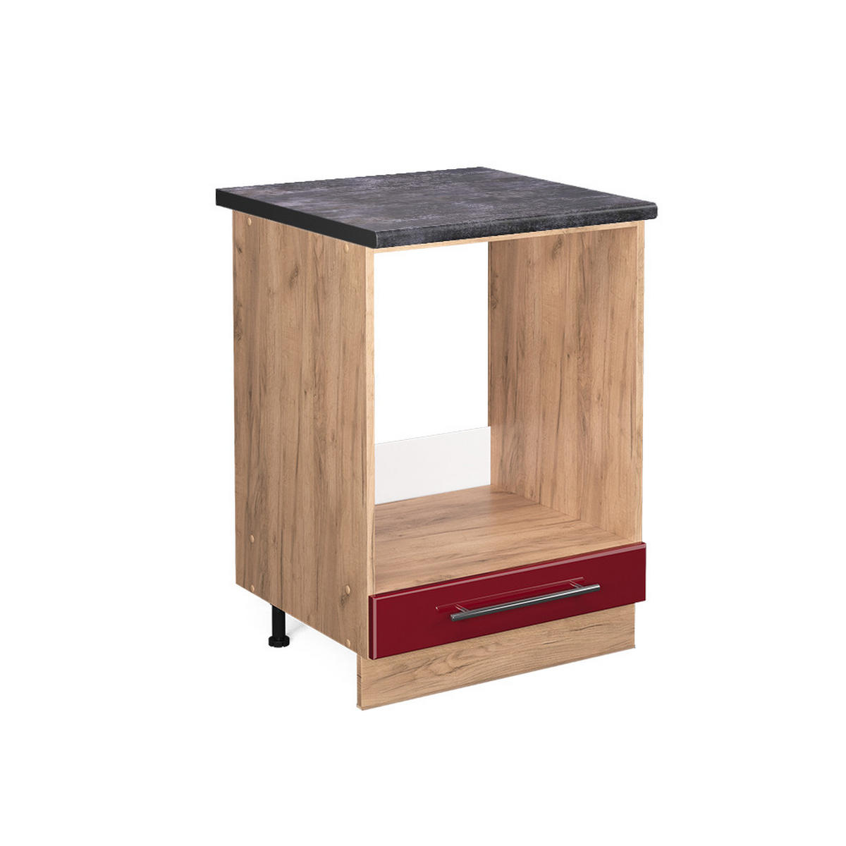 HERDUMBAUSCHRANK Fame-Line Bordeaux Hochglanz 60 cm, AP Anthrazit - Honigeiche/Bordeaux, Holzwerkstoff (60/82/60cm) - Vicco
