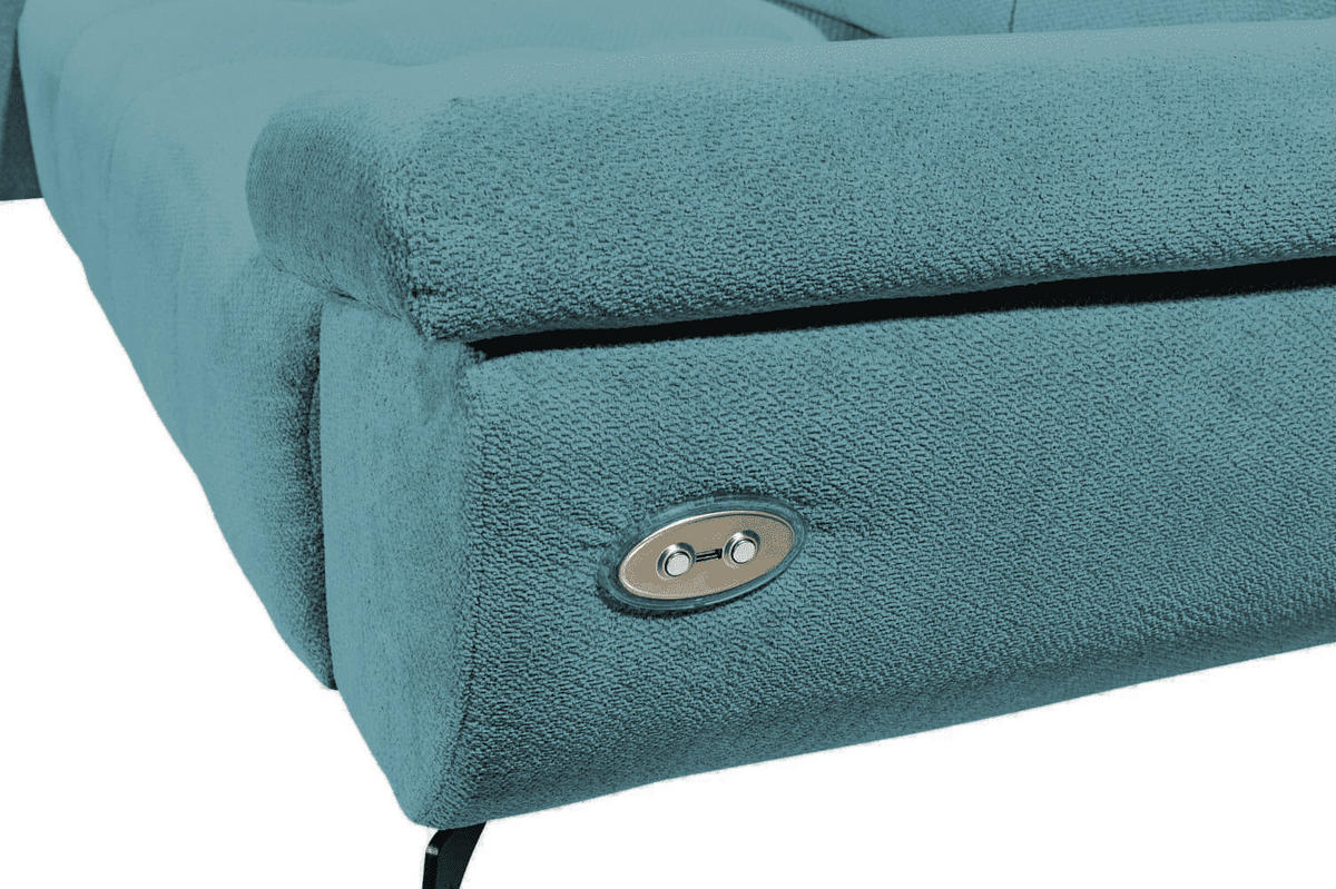 ECKSCHLAFSOFA mit Schlaffunktion & elektrischer Sitztiefenverstellung - Petrol/Schwarz, Holz/Holzwerkstoff (297/170cm) - ed exciting design