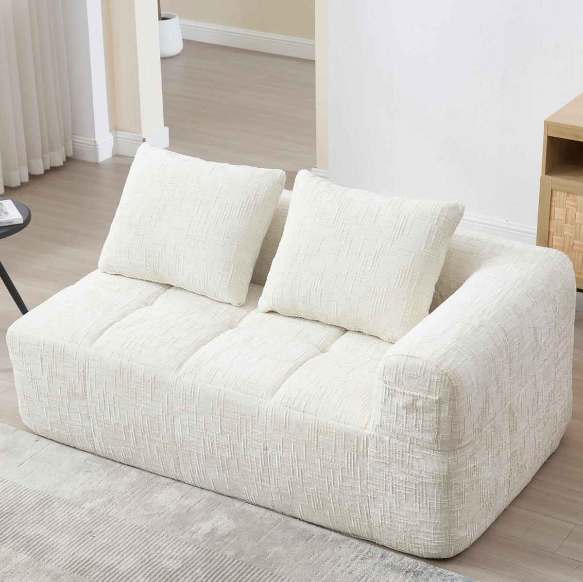 2-SITZER 158/90/60 cm Beige aus Chenille mit Seitentaschen - Beige, Textil (90/60/158cm) - OKMYHOME