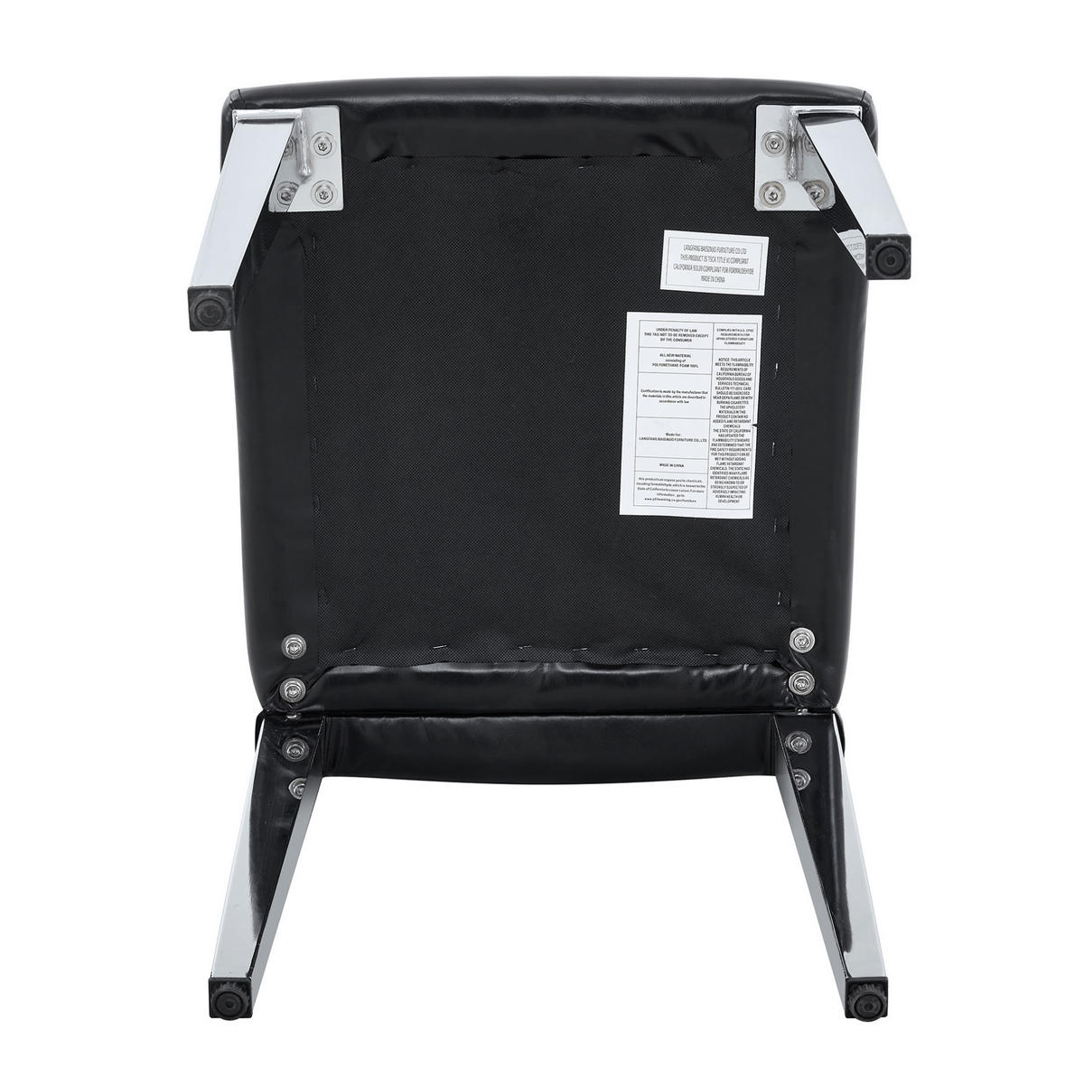 ESSZIMMERSTUHL 4er-Set mit Rautensteppung PU-Leder Schwarz Silber - Schwarz, Metall (46/89/42.2cm) - Meubliv