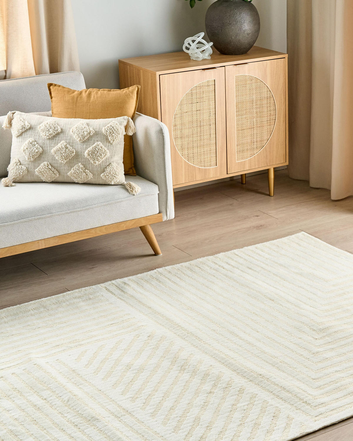 KURZFLOR-TEPPICH Beige 200/300 cm Abegum - Beige, Textil (200/300cm) - Beliani