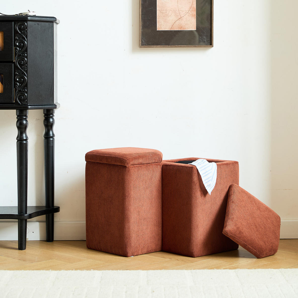 POUF Kord Terrakotta - Rot, Textil (60/38/35cm) - Nordlys