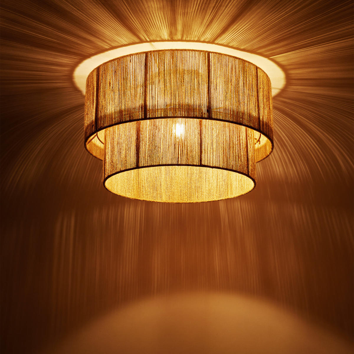 DECKENLEUCHTE Lignea Lux Aus Jute ,45 x 25 cm ,braun - Braun, Metall (45/45/27.5cm) - tectake