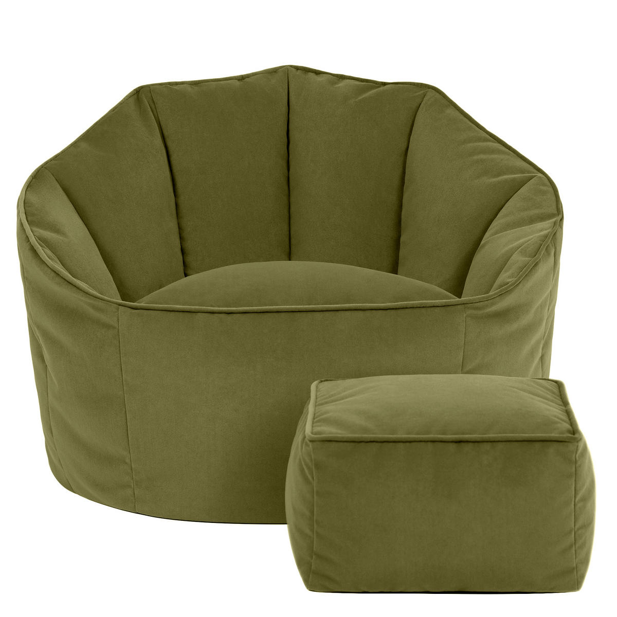 SITZSACK-SESSEL Sirena mit Hocker - Olivgrün, Textil (77/64/74cm) - icon
