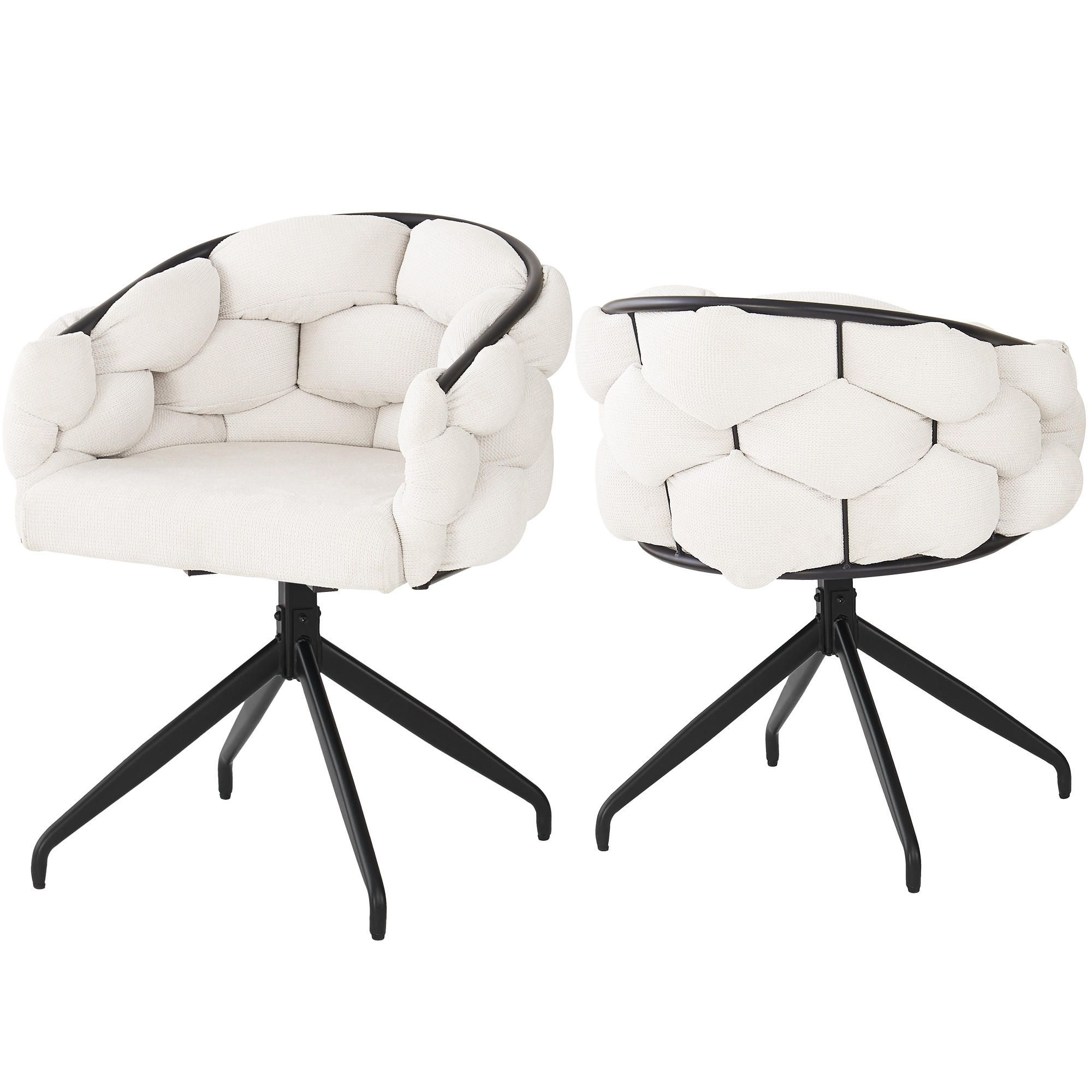 LUXUSSTUHL 2-Tlg Drehbar 360°, Ergonomisch, Beige Esszimmerstuhl - Beige, Metall (45/77.5/44cm) - FLIEKS