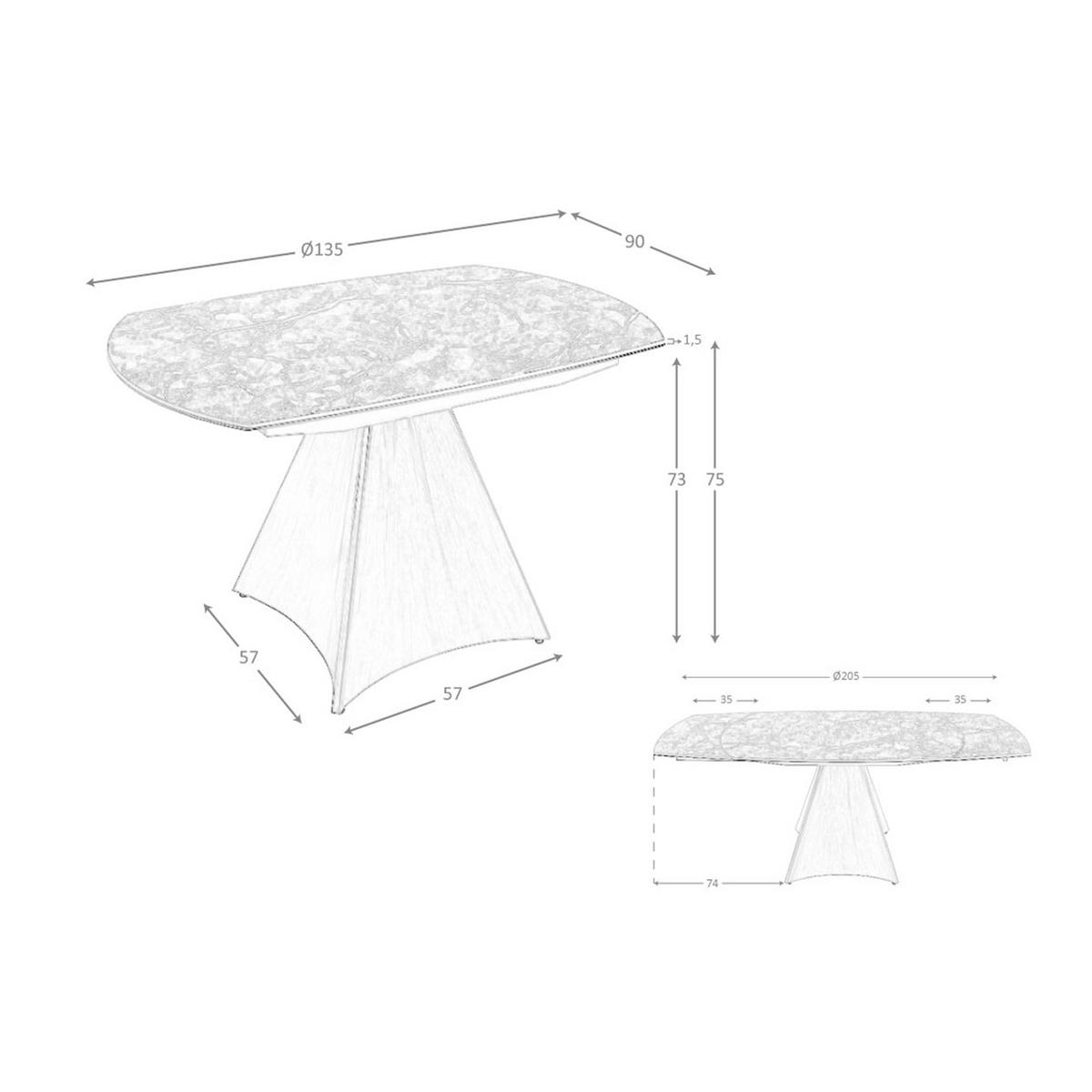 ESSTISCH oval Braun 135/90/75 cm - Braun, Stein (90/135/75cm) - ANGEL CERDA