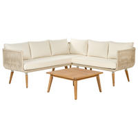 LOUNGE-SET 5-Sitzer Akazienholz Beige Alcamo - Beige, Holz - Beliani