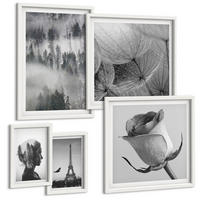BILDER SET 5er Set - 50x50 cm & 20x30 cm & 40x60 cm Weißer Rahmen - Zitrusbäume in einem sonnigen Garten - Weiß, Kunststoff (40/60cm) - TULUP