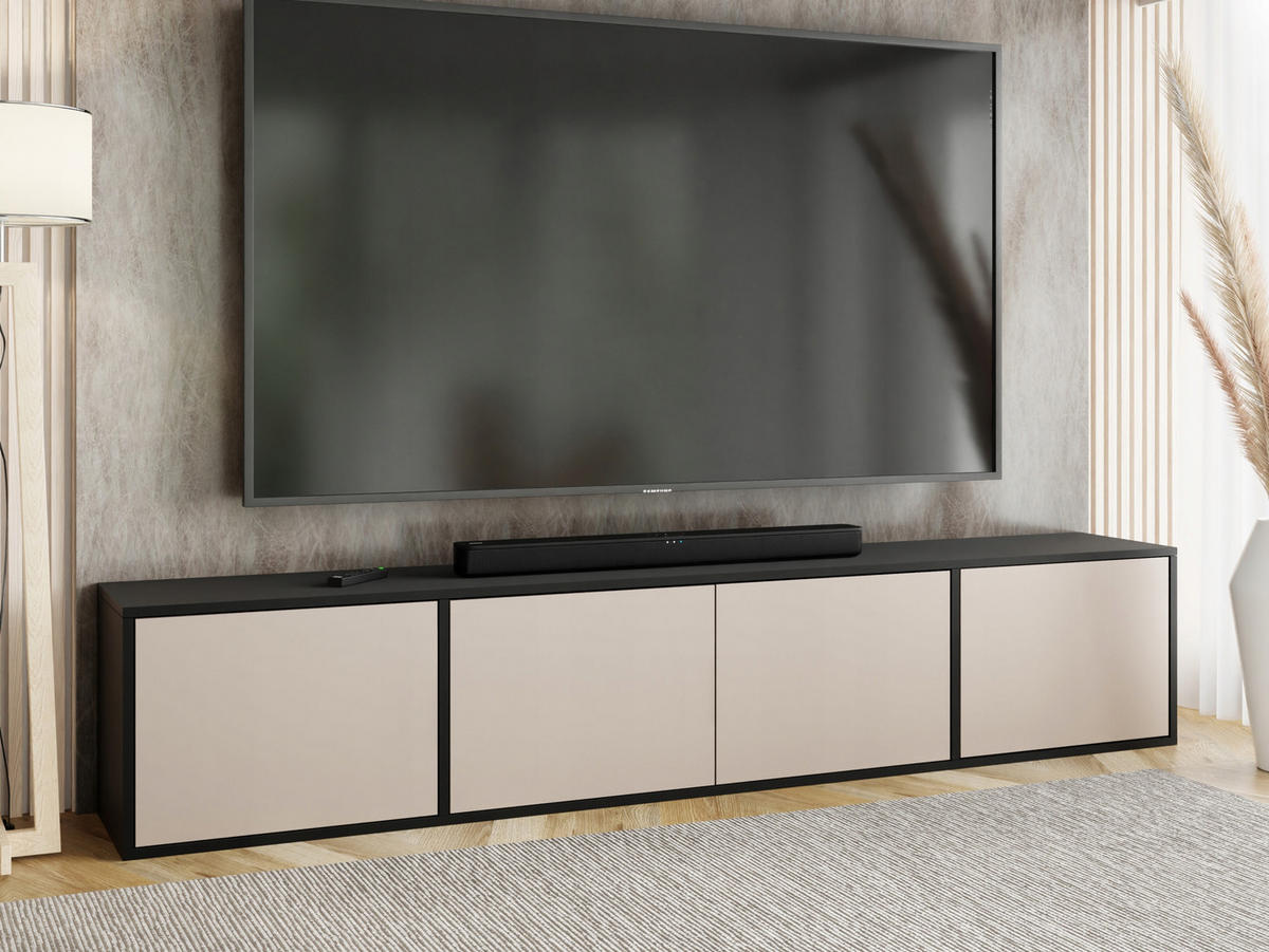 TV-LOWBOARD EDI 4 Schwarz / Kaschmir – 4-türig - Kaschmir/Schwarz, Holzwerkstoff (206.4/42/38.9cm)