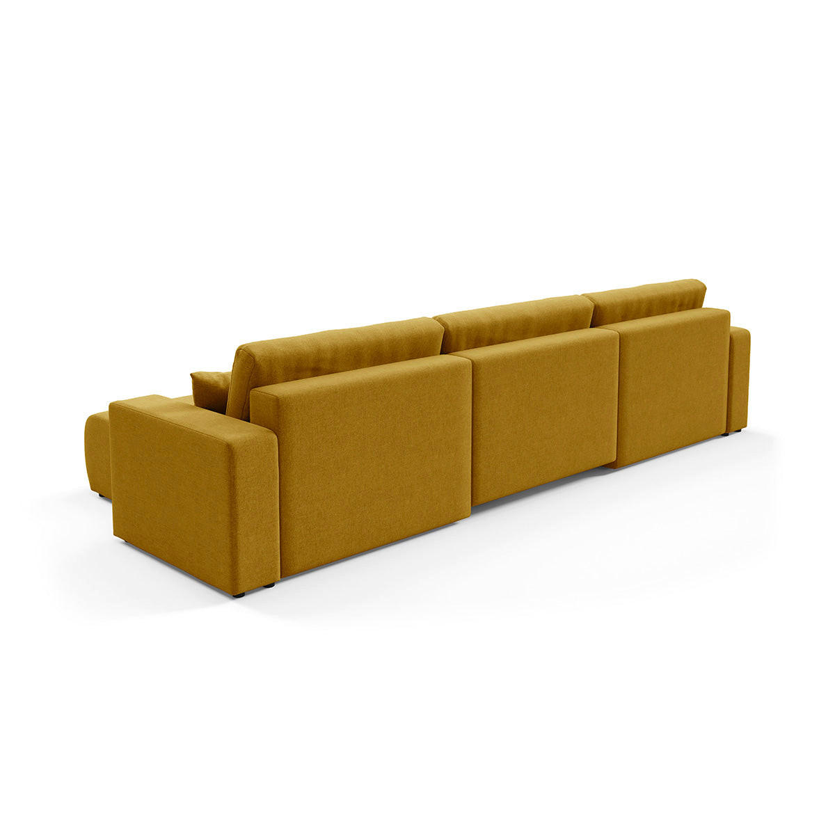 PANORAMASOFA Giulia 5 Sitzplätze Senfgelb - Gelb, Holz (344/82/149cm) - Petits-meubles