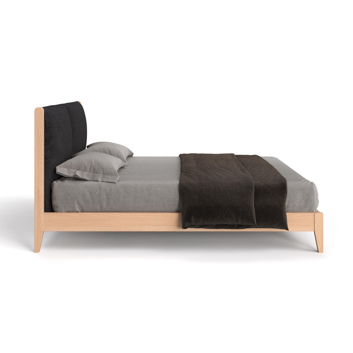 MASSIVHOLZBETT Vena aus Buche 200x220 cm, Storm 99 - Buchefarben/Schwarz, Holz (200/220cm) - Danzz
