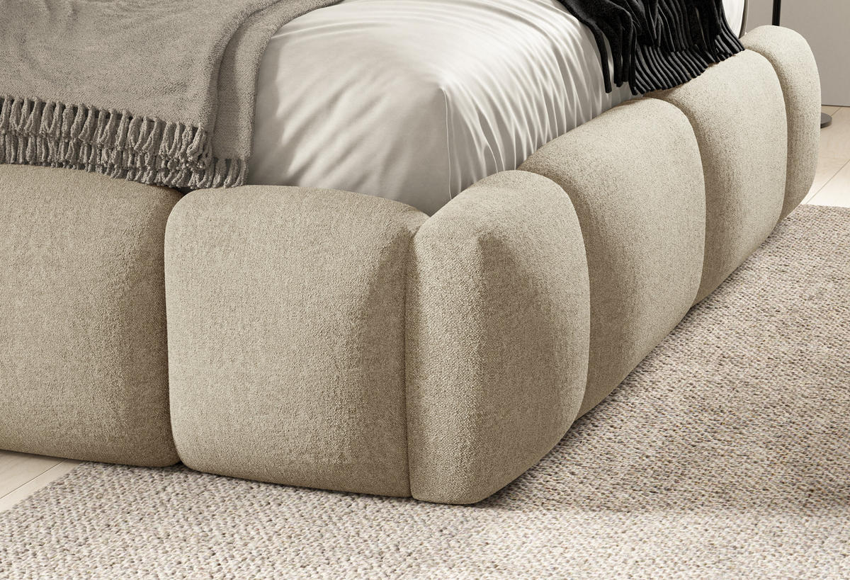 POLSTERBETT ARDELLO mit Beinen mit Bettkasten,Bett 140x200,Doppelbett,Lattenrost,Boxspringbett-Optik,ohne Matratze,Schlafzimmer-Fuchsrot - Beige, Holz (180/200cm) - Furnistar