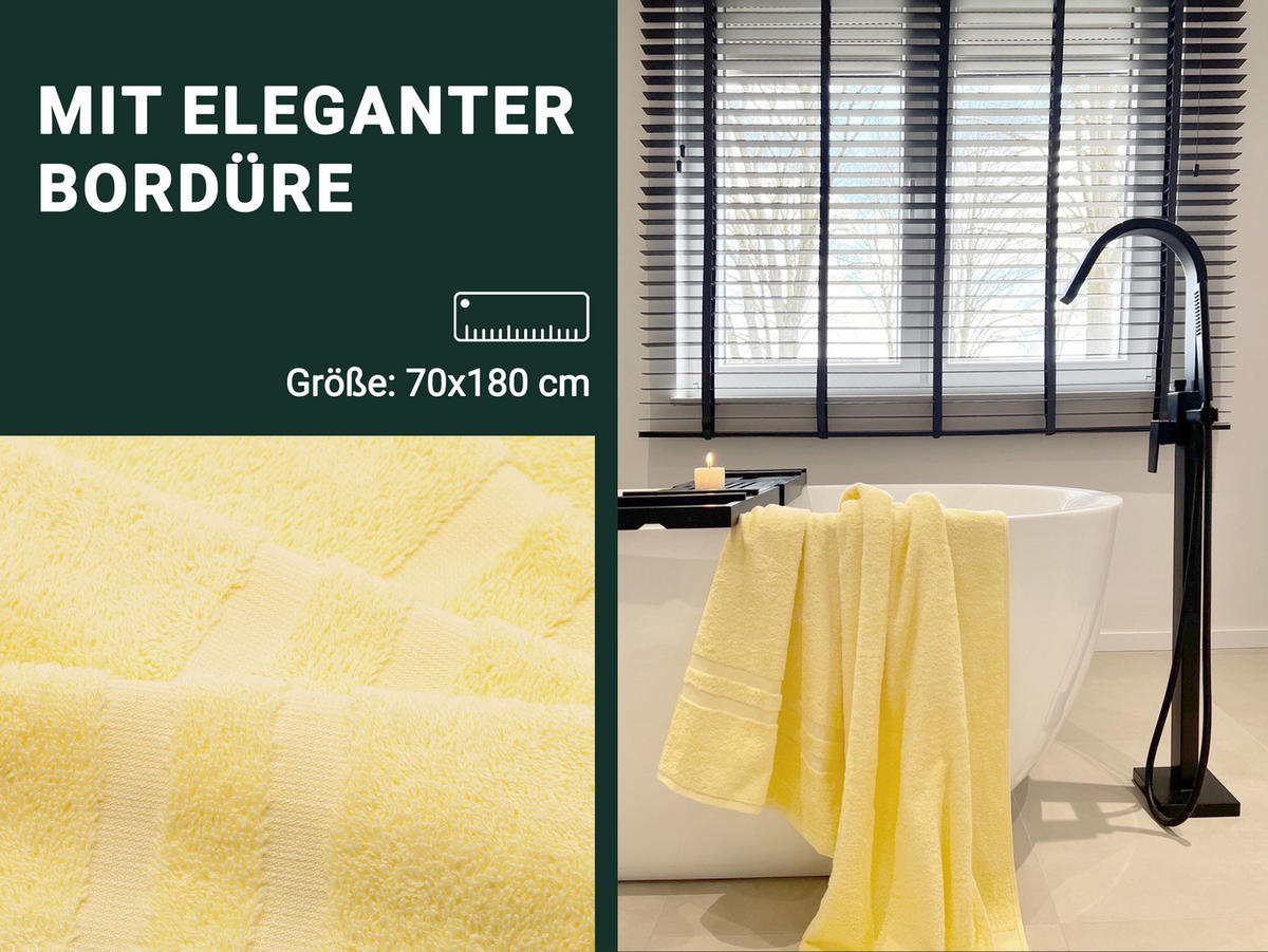 SAUNATUCH, 2er-Set, 70x180 cm, 100% Baumwolle, Gelb - Gelb, Textil (70/180cm) - Zollner