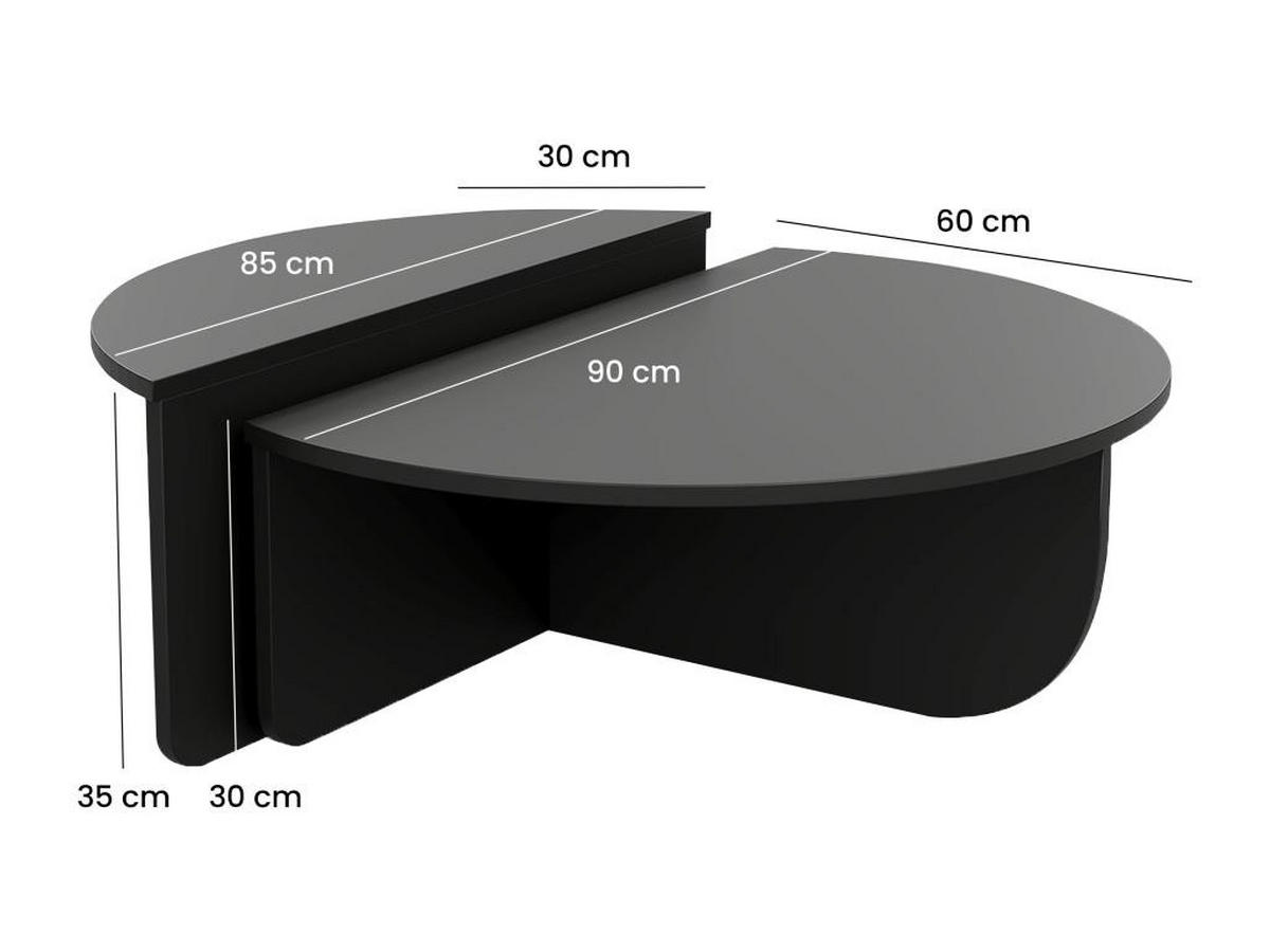 COUCHTISCH 2-teilig - Schwarz - ALOEVA - Schwarz, Holz (90/60/30cm) - Vente-Unique