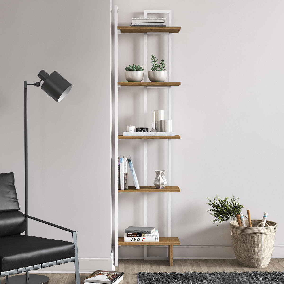 ECKREGAL Alice Weiß Braun - Weiß/Braun, Holzwerkstoff/Metall (45/180/22cm) - Decorotika