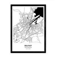 POSTER Karte Von Belfast - Uk A4 Rahmenlos - Klar, Papier (29.7/5/21cm) - Nacnic