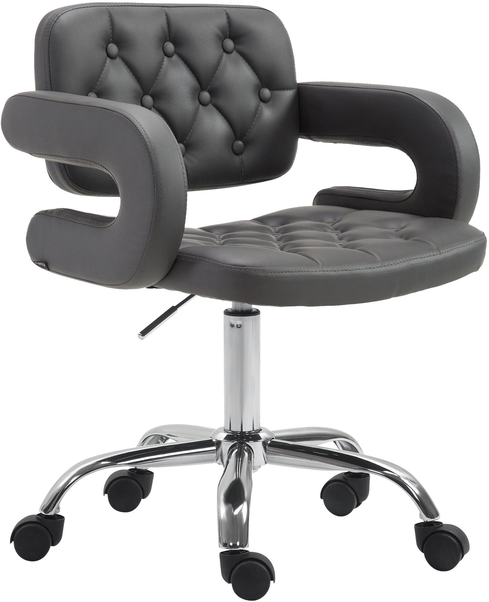 DREHSTUHL Lederlook grau - Chromfarben/Grau, Textil/Metall (62/78/55cm) - CLP